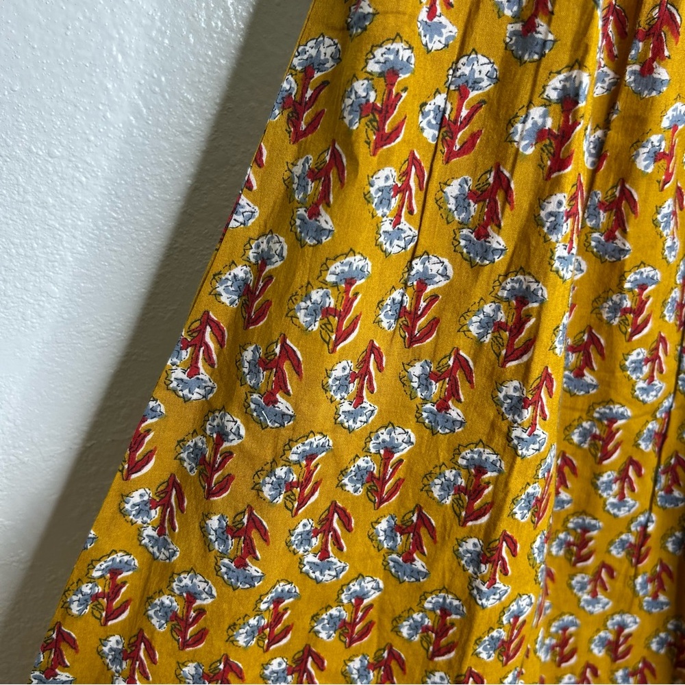 NWT Ex - Voto 100% Cotton Block Print Bohemian Iris Sundress Maxi Flowy - Picture 3 of 15